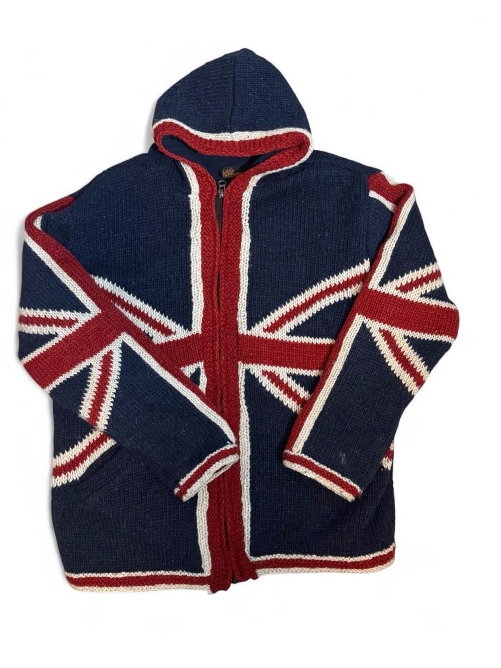 Little Kathmandu Union Jack UK Flag Chunky Knit Jacket